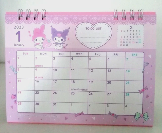 SANRIO KUROMI 2023 Desk Ring Calendar Cute Kawaii Japan Limited New EUR