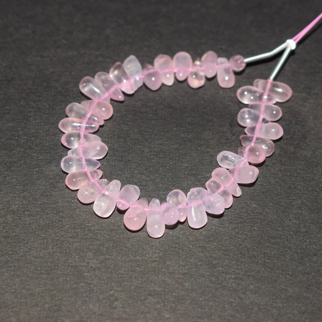 A++Natural Rose Quartz Smooth Teardrop Gemstone 5"Loose Beads For Jewelry Making