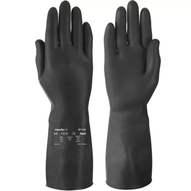 Ansell Alphatec 87-118/G17K Industriel Lourds Caoutchouc Noir Latex Gants