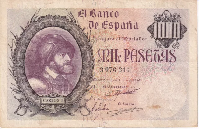 Billete De 1000 Ptas Del Año 1940 De Carlos I Por Solo 169,99€