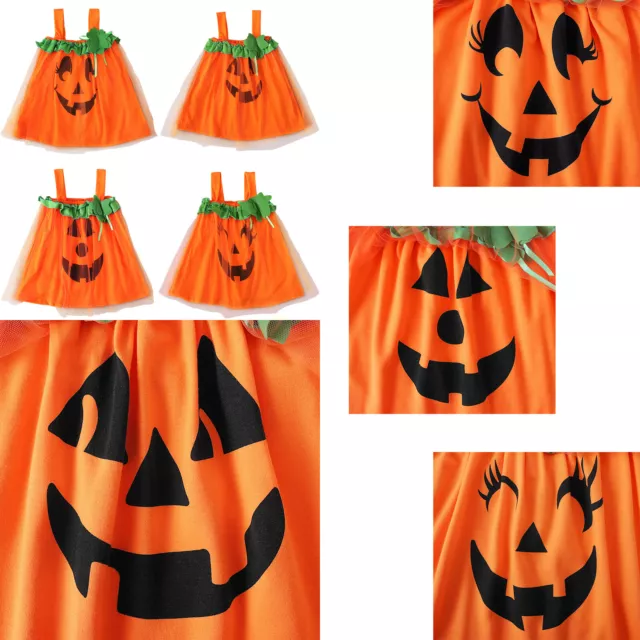 Baby Girls Tutu Dress Smile Pumpkin Pattern Bubble Skirts Orange Pumpkin Dress