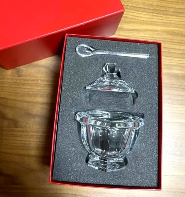 Baccarat Missouri Jam Pot 1837180 with Spoon and Box Set H 11.5cm Crystal Glass