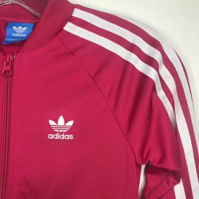 Giacca da track Adidas Originals trifoil con cerniera intera rosa logo bianco taglia 9-10 Y piccola 3