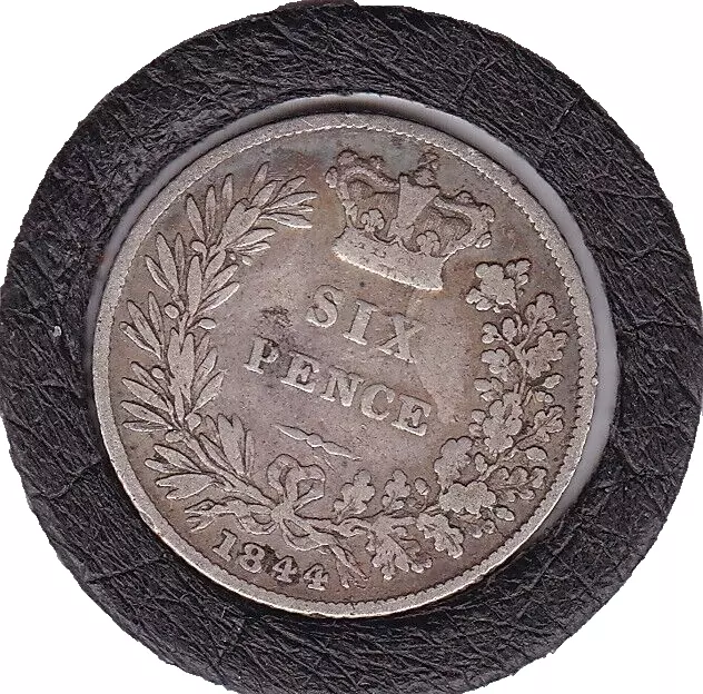 1844   Queen  Victoria  Sixpence  (6d)  Silver  (92.5%)  Coin