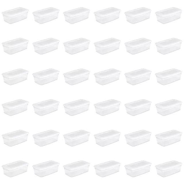 Sterilite 6 Qt. Storage Box Plastic, White, Set of 36