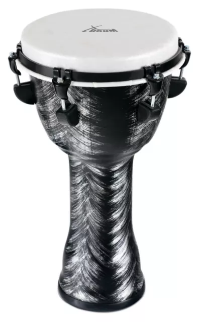 Djembe Africain Tambour Drum Percussions 10'' (25 cm) in PVC Argente Brosse