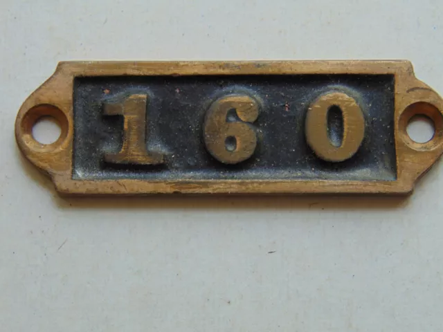 Vintage # 160 Brass Metal Locker Door Number Tag Keychain