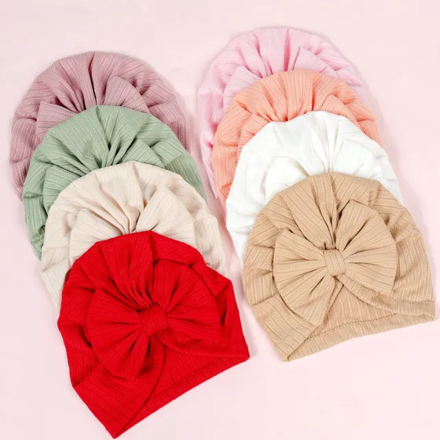 Newborn Baby Bowknot Beanie Bonnet Turban Hat Infant Girls Headwrap Knotted Cap
