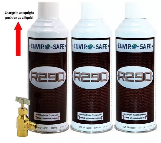 R290, "HC"  Modern Refrigerant, Upright (3) Can & Tap Kit