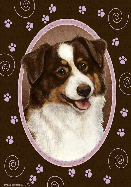 Paws Garden Flag - Red Tri Australian Shepherd