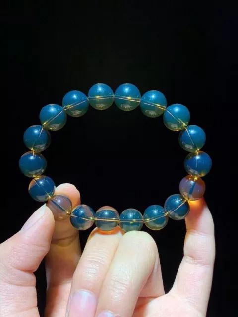 10mm 100% Natural Dominican Sky Blue Amber Bead Bracelet + Certificate AAA