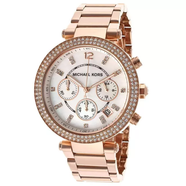 NEW Authentic Micheal Kors Parker Chronograph Rose Gold-Tone Ladies Watch MK5491