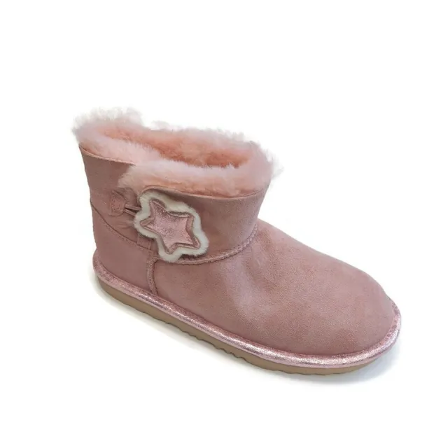 UGG Bailey Button Star Suede Boots #1107969K Pink Crystal Big Kids 5 Womens Sz 6