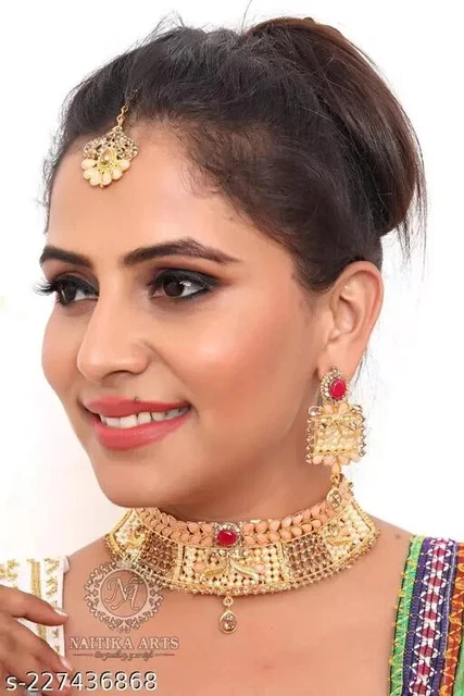 22K Gold Plated South Indian Earrings Jhumka Bridal Party jhumki Jewelry Set