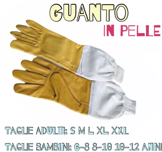 Guanti Apicoltore Apicoltura Guanto per Api in PELLE Taglia S M L XL XXL Bambino