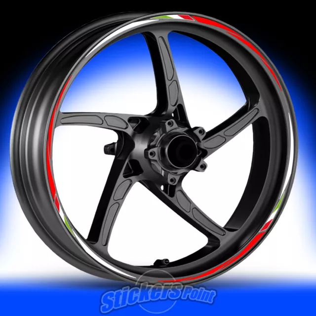 Adesivi moto RACING - strisce RACING5 cerchi ruote stickers Tricolore Italia