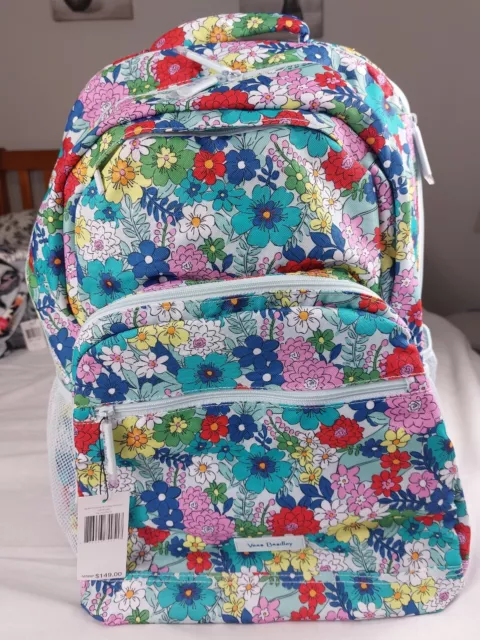 VERA BRADLEY ESSENTIAL Large Backpack Far Out Floral Flowers