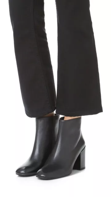 $550 Stuart Weitzman Bacari Bootie BLOCK HEEL BLACK LEATHER 7 (JB12) STYLISH