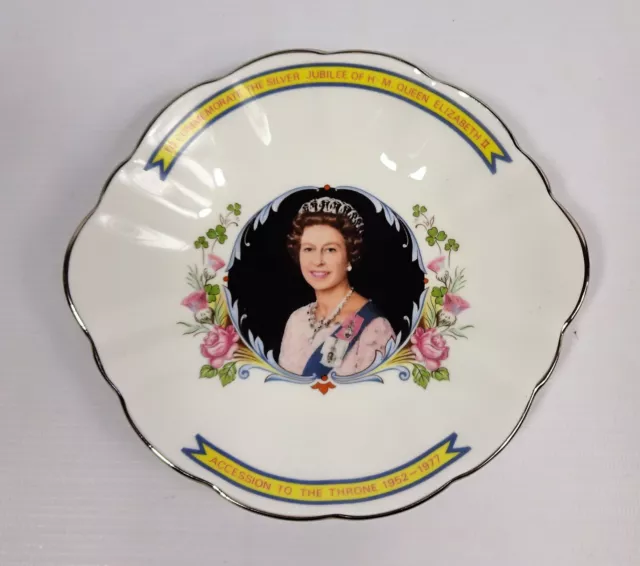 Vintage Crown Staffordshire Queen Elizabeth II Silver Jubilee Trinket Dish