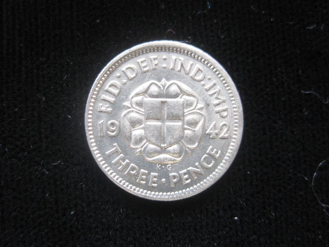GREAT BRITAIN 3 Pence 1942 Silver George VI United Kingdom GB UK g1810# Coin