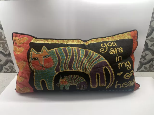 LAUREL BURCH Cats Lumbar Throw Pillow Multicolor Decorative Tapestry 23" x 12"