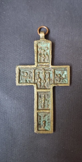 Pendentif Croix Vintage Plaqué Or - XIXe Siècle - Breloque Unisexe - Occasion
