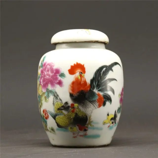 Caddy de té rosa porcelana pintado a mano de porcelana rosa antigua dinastía Qing de China