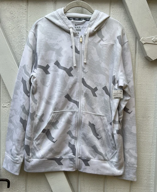 New Nike Hoodie Boys Small White GreyCamo Full Zip Hooded Sweatshirt Jacket