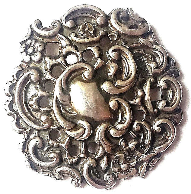 1901 Hallmarked Sterling Silver Antique Button Reynolds & Westwood 1&3/16"