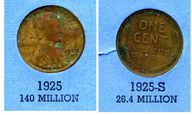 Lincoln Head Wheat Cent 1925 P Average Circulated United States 1 Penny Coin#360