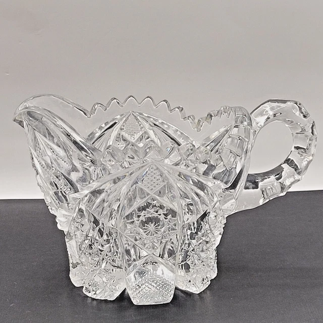 Imperial Glass Hobstar and Arches Pattern Nucut Vintage Creamer Chip on Bottom