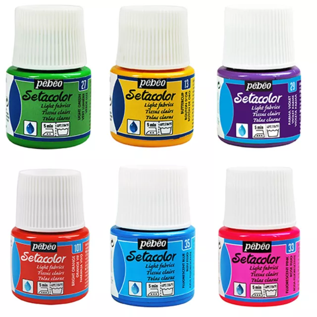 Pebeo SETACOLOR LIGHT Iron-Fix Permanent Fabric Textile Paint 45ml