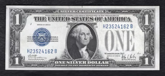Fr. 1602 1928-B $1 One Dollar “Funnyback” Silver Certificate Gem Uncirculated