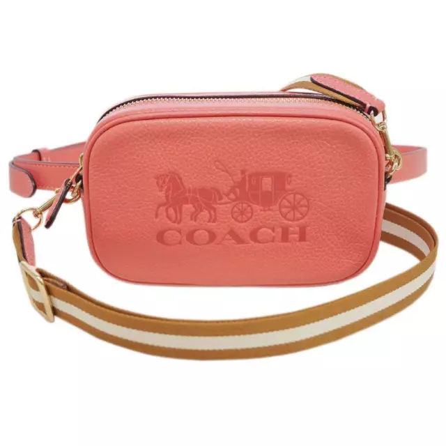 COACH authentic 2WAY Waist Bag Pochette Crossbody Coral pink zip closure New