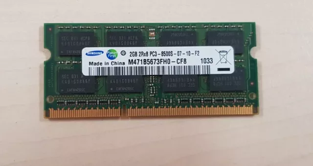 Samsung 2GB 2RX8 PC3-8500 M471B5673FH0-CF8 2GB LAPTOP RAM