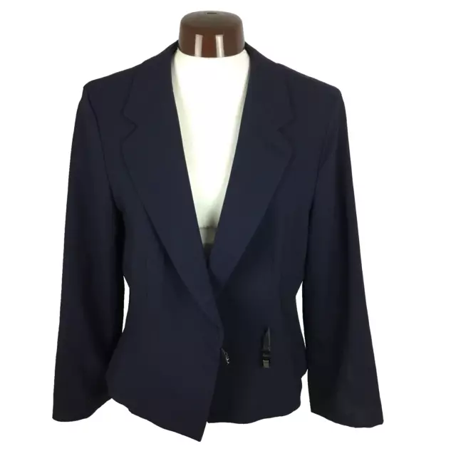 Armani Collezioni Women's Cropped Blazer Jacket Size UK8-10 Navy Blue One Button