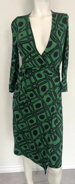 DVF Diane von Furstenberg Vintage Julian Silk green Wrap Dress Size 2