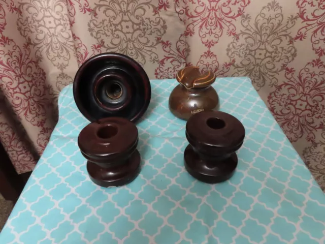 Lot Vintage Brown Pottery Ceramic Porcelain Insulators Locke 9995 8881 plus more