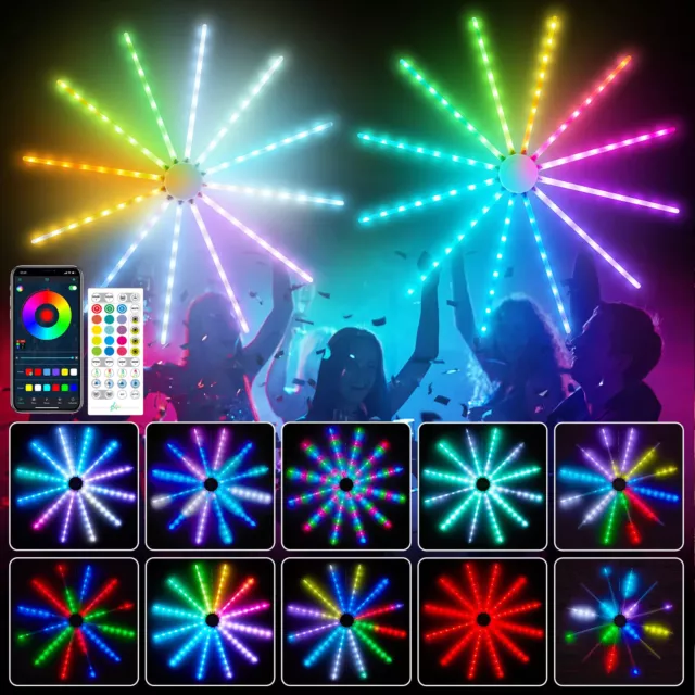 Smart RGB Color Changing LED Firework Lights Music Sync Strip Lights Party Decor