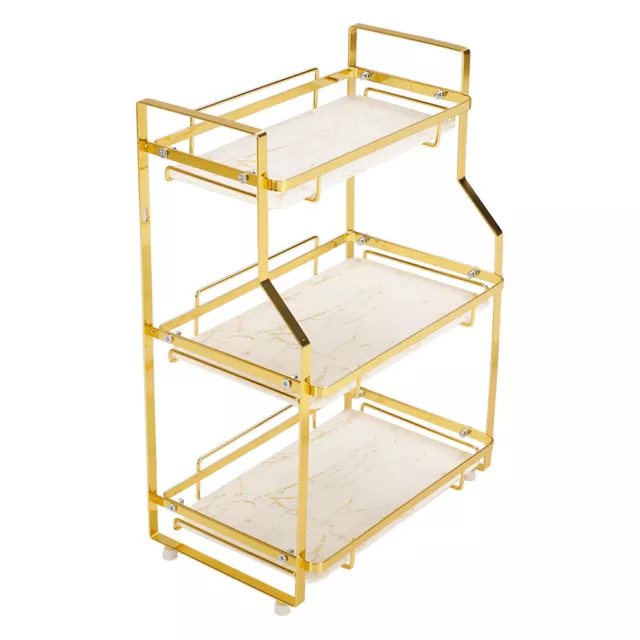 2/3 Tiers Standing Perfume Makeup Storage Rack Bathroom Kitchen Organizer Marble