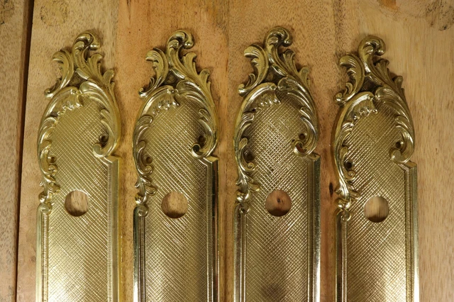Antique Style LOUIS XV French Gold Brass Metal Door Handle Finger Plate 2 Pairs 2