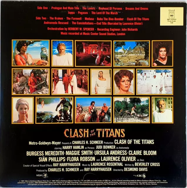 Laurence Rosenthal-Clash Of The Titans Soundtrack LP Australia CBS SBP 237652 2