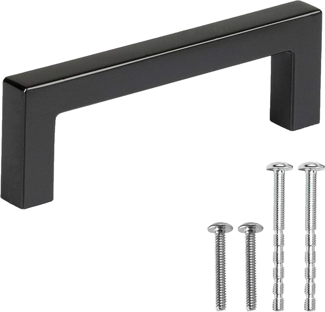 25 Pack 3 Inch Black Cabinet Pulls - Kitchen Drawer Pulls, Cabinet Modern Square