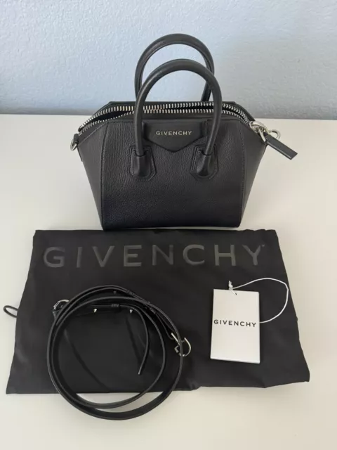 Givenchy Mini Antigona Bag Black Sugar Goatskin Leather