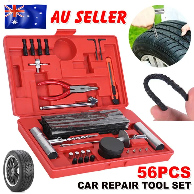 56-Piece Tyre Repair Kit Puncture Puncture Tube Recovery Plugs Heavy Duty 4WD