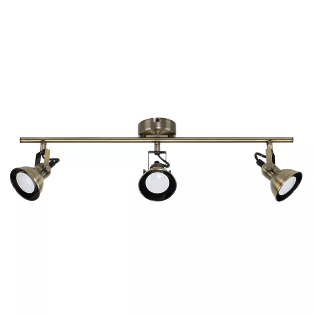 MiniSun Ceiling Light - Modern Brass 3 Way Adjustable Spotlight Bar LED Bulbs