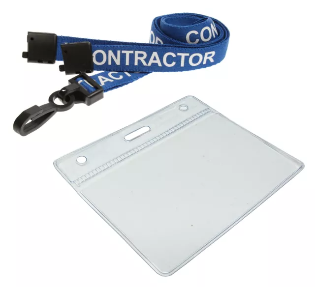 Contractor Neck Strap Lanyard Safety Breakaway & ID Badge Pocket Pouch x 1