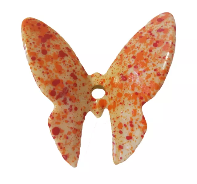 4 Vintage Plastic Faux Ceramic Speckled Butterfly Beads Macrame Plant Hangers 2