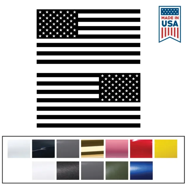 US Flag Decals Set of 2 - Premium Vinyl Indoor Outdoor American Flag USA