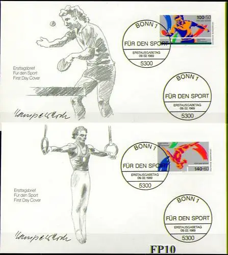 BRD 1989: Sporthilfe! FDC der Nr. 1408+1409 mit den Bonner Sonderstempeln! 22-04